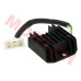 Affordable standard quality regulator rectifier for GY6 4-stroke engines. 5 pin in 6 pin square connector design. Prevents capacitor discharge before ignition, transfers 400-600V charge to ignition coil. Compatible with GY6 125cc/150cc scooters.