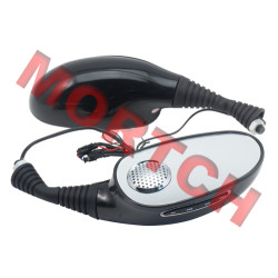 Motorcycle Rear View Mirror with MP3 Player - Model MIRVM-MP3NBLK