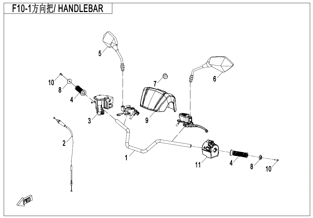 HANDLEBAR CF500AU-9L-F10-1