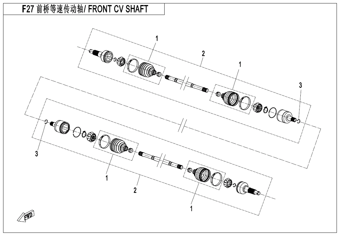 FRONT CV SHAFT CF500AU-9L-F27