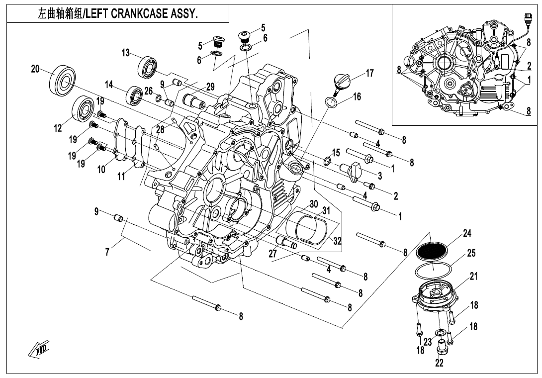 LEFT CRANKCASE ASSY 191Q-E01-1