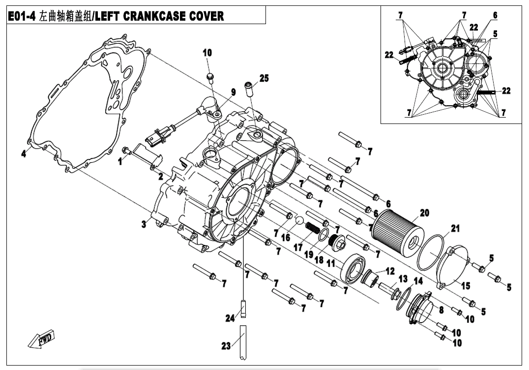 LEFT CRANKCASE COVER ASSY 191Q-E01-4