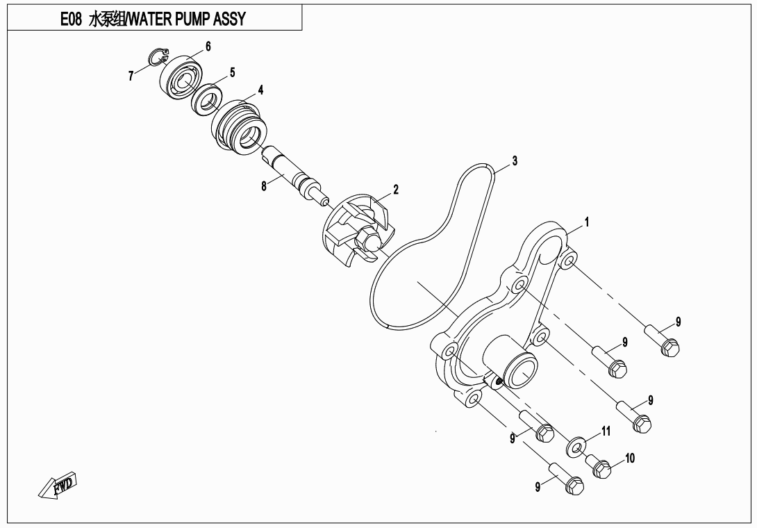 WATER PUMP ASSY UTV/SSV WATER PUMP ASSY UTV/SSV 191R-Z-E08