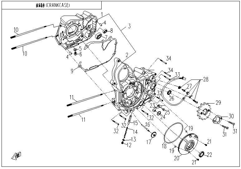 CRANKCASE 1P52YH-2-E01-1