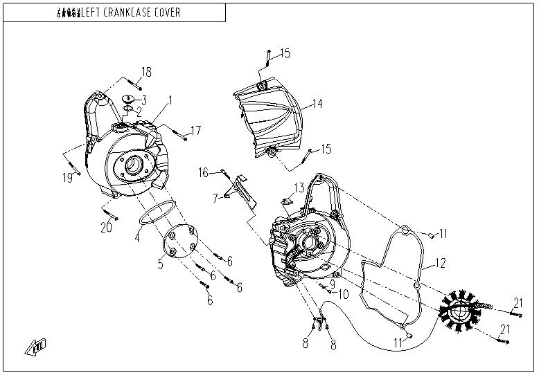 LEFT CRANKCASE COVER 1P52YH-2-E01-2