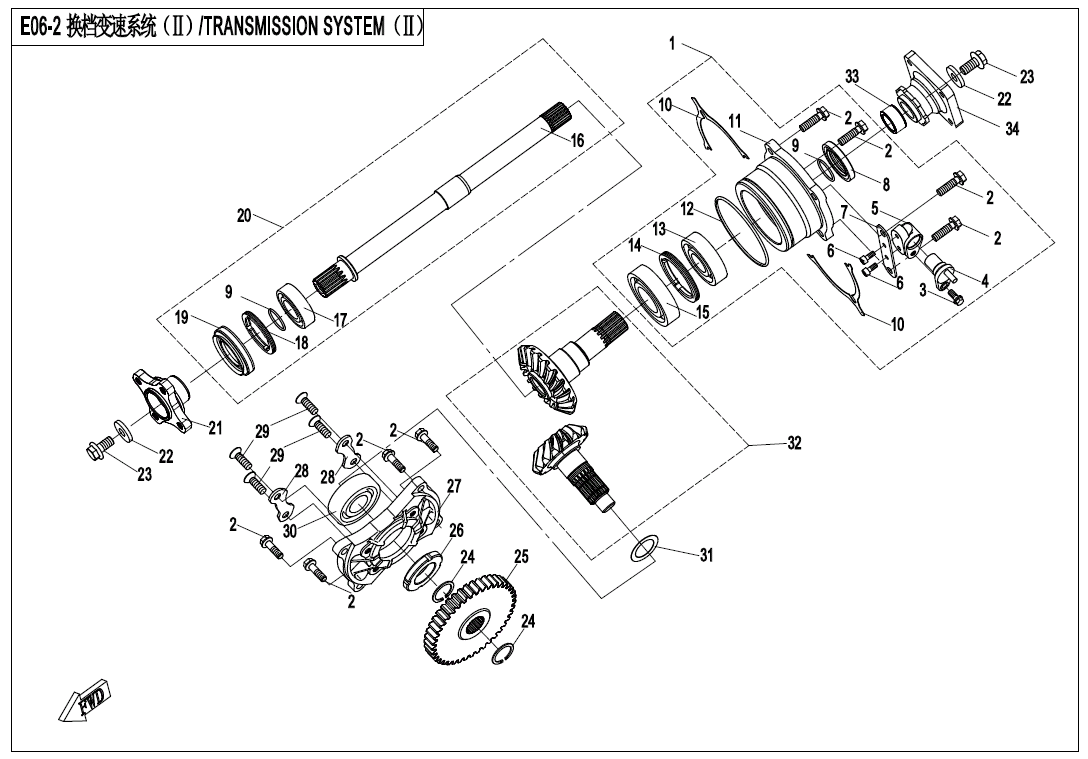 TRANSMISSION SYSTEM(2) 2V91Y-Z1000-E06-2