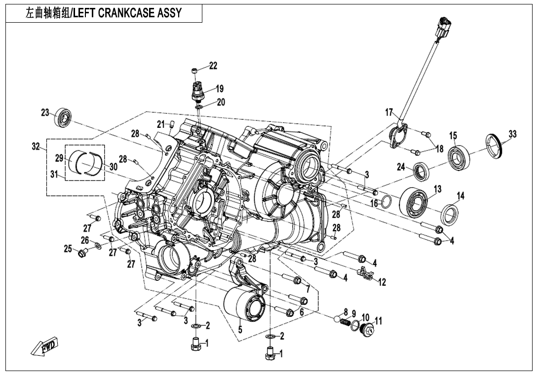 LEFT CRANKCASE ASSY 2V91Y-F-E01-1